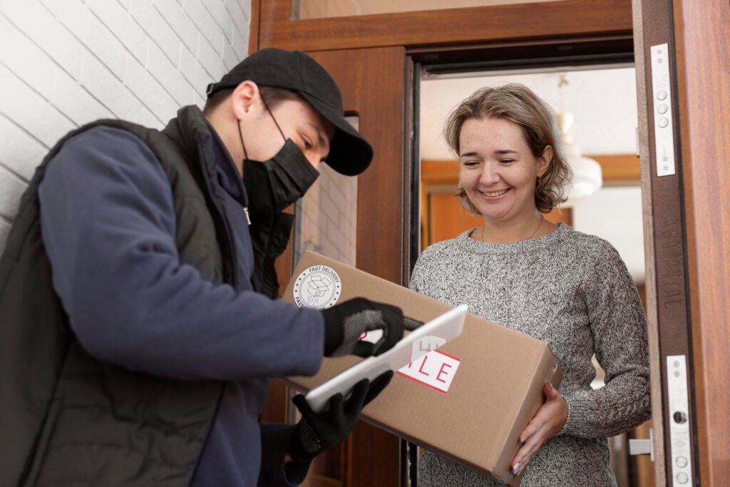 courier delivering parcel client (1)
